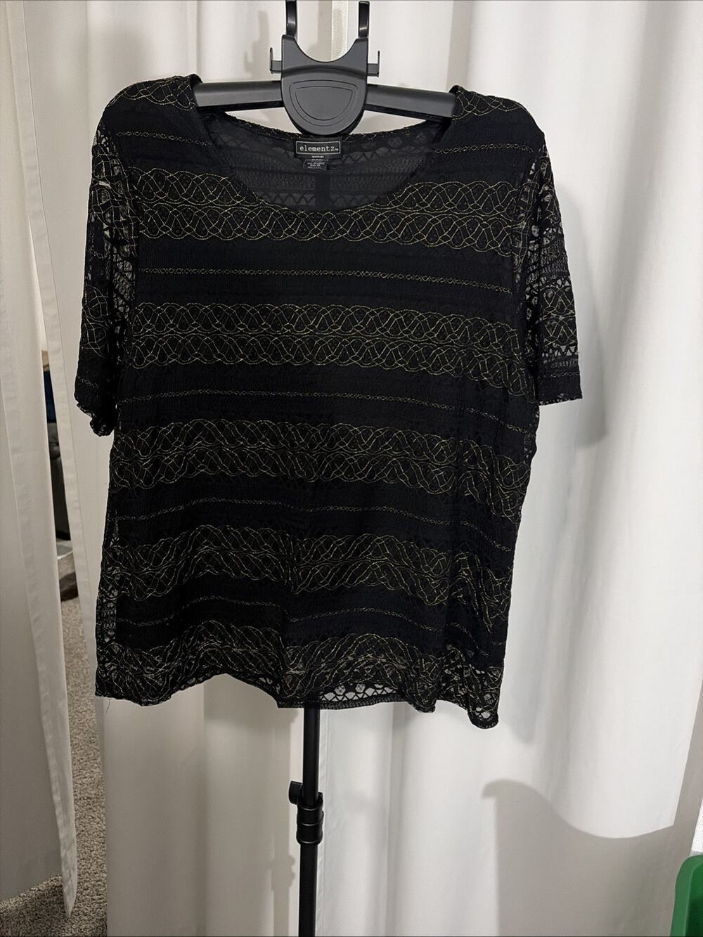 Elementz Size 3X Black And Gold Blouse